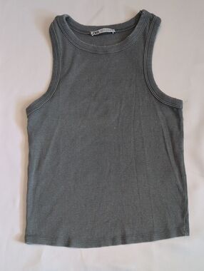 Zara Ribbed Tank Top in Slate Gray